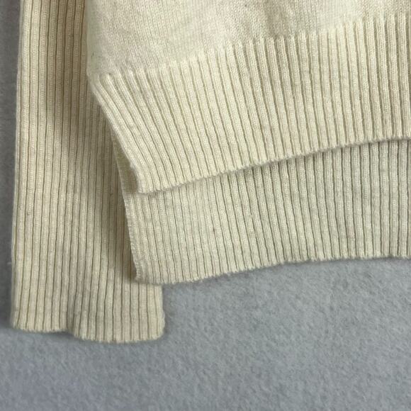 Naif Montreal Knit Sweater Womens M Ivory Wool Cashmere Blend Ribbed Trim Hi-Low - Picture 2 of 10